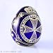 ELEGANT GLASS EGG MALTESE CROSS CROWN CREST MOTIF ENGRAVED BY HAND COBALT BLUE