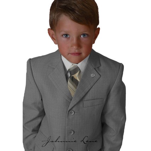 Johnnie Lene Silver Color Textured Suit Set for Boys From Baby