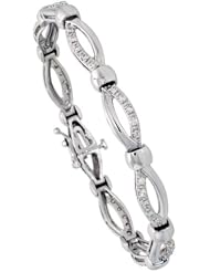 14k White Gold (7 mm wide) 7" Tennis Bracelet, w/ 50 (1.(4 mm wide)) Round Brilliant Diamonds; Total Carat Weight: .74; Clarity: SI; Color: H-I