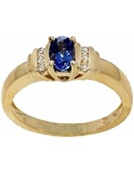 14K Yellow Gold Tanzanite and Diamond Ring -- LIFETIME WARRANTY