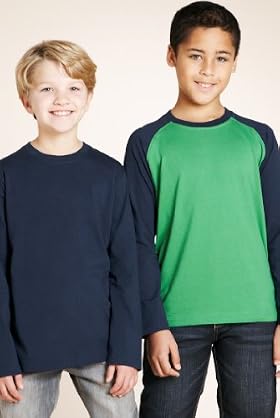 3 Pack - Pure Cotton Long Sleeve Plain T-shirts