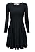 Meaneor Women Log Sleeve Casual Scoop Neck Fit and Flare Dress