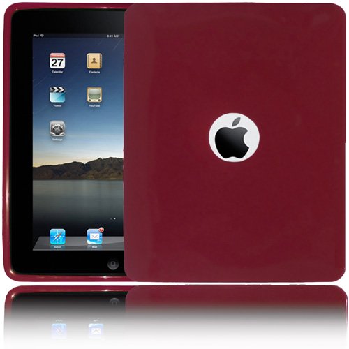 Amzer Soft Gel TPU Skin case for Apple iPad Tablet,(Maroon Red)