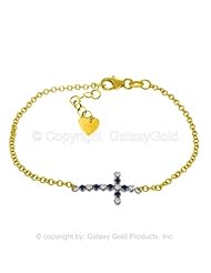 Sapphire Cross Bracelet with Diamond Accents in 14k Yellow Gold