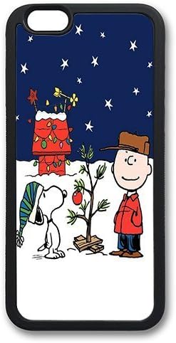iPhone 6 Case, Soft Flexible TPU Bumper Protective Case Black Skin Scratch-Proof Case for iPhone 6 (4.7 inch) - Charlie Brown Snoopy Christmas Pattern