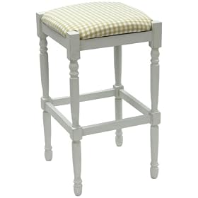 Carolina Cottage 2663-MW-TC Biscuit and White Check, 30-Inch White Hawthorne Upholstered... by Carolina Cottge