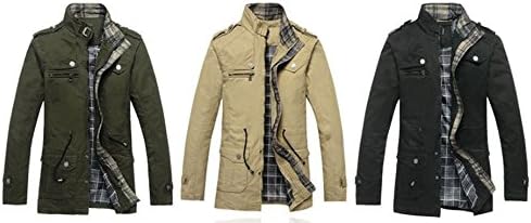 Kobwa(TM) Mens Winter Classic Pea Coat Long Hooded Trench Coat with Kobwa's Keyring