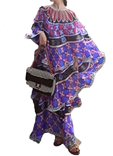 (ディーコッテ)D'Kotte レディース 春 夏 ワンピース ドレス ロング マキシ 長袖 シフォン 柄物 エスニック リゾート neaa232