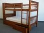 Bookcase Bunk Bed Twin over Twin Mission style in Expresso + Drawers