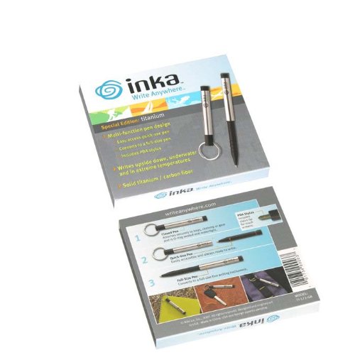 Inka Write Anywhere Pen, Titanium Cartridge with Gift Box, Medium Point, Blue Ink (TI-172-GB)