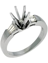 14K White Gold 0.3cttw Baguette Diamond Semi Mount Engagement Ring