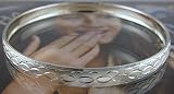 18K White Gold Filled Diamond-cut Bangle Bracelet - Small