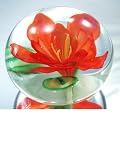 Murano Design Glass Art Orange Flower Crystal Paperweight PW-309