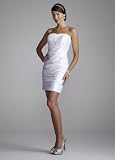 David's Bridal Wedding Dress: Strapless Taffeta Beaded Sheath Dress Style 722D