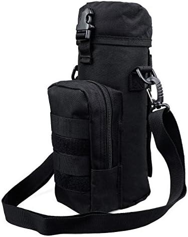 Mopacelle Molle Tactical EDC Water Bottle Pouch Military Tactical Utility Pouch with Shoulder Strap (Black)