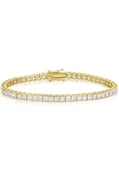 Sterling Silver Square Princess Cut 3x3mm White Cubic Zirconia Eternity Tennis Bracelet