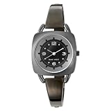Nine West Women's NW1083BKGY Gun-Metal Square Bangle Bracelet Watch