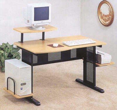 Buy Cheap Black and Beech Computer Workstation