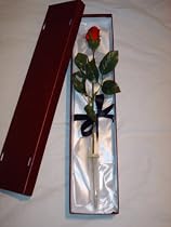 SINGLE BURGUNDY ROSE IN PRESENTATION BOX & DELIVERED FOR VALENTINE'S DAY