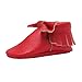 Sayoyo Baby Red Bow Tassels Soft Sole Leather Infant Toddler Prewalker Shoes (12-18 Months/6-6.5 M US Toddler, Red)