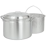 Bayou Classic 4034, 34-Qt. Stockpot with Steam Boil Basket and Vented Lid, aluminum