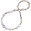 HinsonGayle Handpicked Exotic Metallic Multicolored Keshi Cultured Pearl 22-Inch Matinee Length Necklace (Sterling Silver)