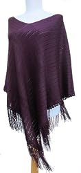 Hand-woven Poncho - Fresh Plum (100% Crocheted By Hand Border, One Size Fits ...