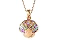 Rose Gold Over Sterling Silver Sealife Seashell Pendant with Created Pink Opal Inlay