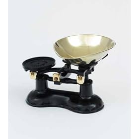 ICD Kitchen Scales in Cast Iron with Brass Scoop, Black