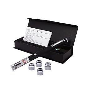 TechMart Green 100mW Pen Style Laser Pointer. Black Rubber Finish High Power Astronomy and Military Grade Green Laser Pointer.
