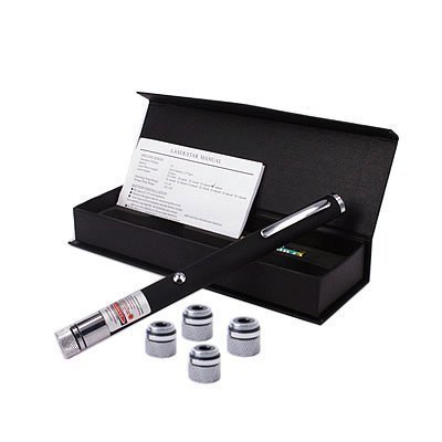 TechMart Green 30mW Pen Style Laser Pointer. Black Rubber Finish High Power Astronomy and Military Grade Green Laser Pointer.