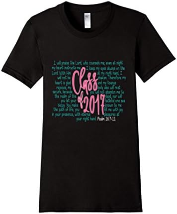 Women's Christian Graudation Shirt Class of 2017 Senior w/ Scripture XL Black