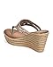Liliana Women Glitter Hollow Out Chain Thong Cork Wedge Sandal DI56 - Gold