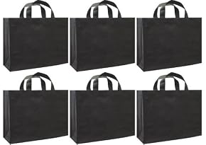 Reusable Gift Bags, Large, Black 6 Pack