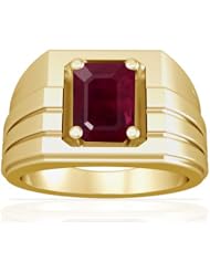 18K Yellow Gold Emerald Cut Ruby Solitaire Ring