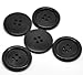 PEPPERLONELY Brand 30PC Black 4 Hole Scrapbooking Sewing Wood Buttons 30mm(1-1/6 Inch)