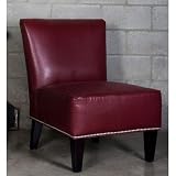 Davis Armless Leather Chair in Red Wine