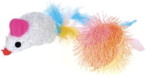 Knight Pet Mouse Toy and Ball with Catnip, 6-1/2-Inch, White
