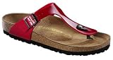 Birkenstock thong Gizeh from Birko-Flor in Tango Red Patent with a narrow insole