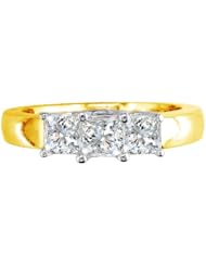 1 1/2ct Three Princess Diamond Ring in Yellow Gold (HI SI1-SI2)
