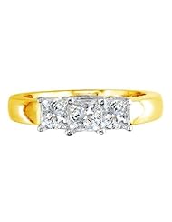 1 1/2ct Three Princess Diamond Ring in Yellow Gold (HI SI1-SI2)