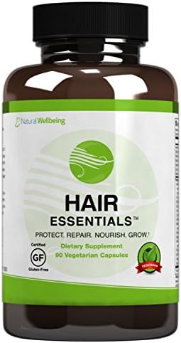 Hair Essentials Natural Hair Growth Supplement for Women and Men-Value Pkg- 180 Vegitarian Capsules