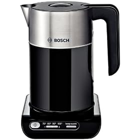 Bosch Styline Collection Kettle Twk8633gb, Four Temperature Control Settings, Black And Stainless Steel