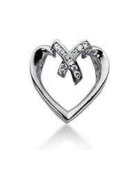 14K Gold Channel set Diamond Heart Pendant (0.22 cttw, F - G Color, SI2 Clarity)
