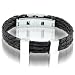 Braided Black Leather Mens Bracelet 10 MM 8 1/2 Inches with Watch Stainless Steel Lock