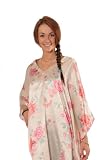 Up2date Fashion Women's Satin Caftan/Kaftan, Style#caf06, One Size Fits All, Ivory Floral Print