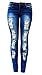 Jack David/Sweet Look / Rue21 Juniors Womens Blue Denim Jeans Stretch Skinny Ripped Distressed Jean Pants (21, Sweet Look K435B Blue Ripped)
