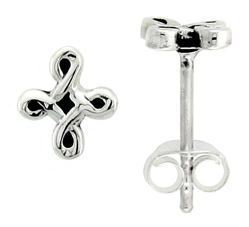 Sterling Silver Infinity Cross Celtic Knot Stud Earrings, 1/4 in. (7mm)