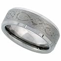 Tungsten Carbide 8 mm (5/16 in.) Comfort Fit Flat Wedding Band Ring w/ Celtic Dragon Pattern