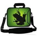 SIDORENKO Notebooktaschen mit Tragegurt + Tragegriff inkl. Zusatzfach f&uuml;r Maus und Ladeger&auml;t an der Vorderseite der Tasche- Notebooktasche Designer Sleeve Gr&ouml;&szlig;e 43,9cm von 17" bis 17,3" Zoll Neopren Labelprint Schutzh&uuml;lle Design Tasche H&uuml;lle Case